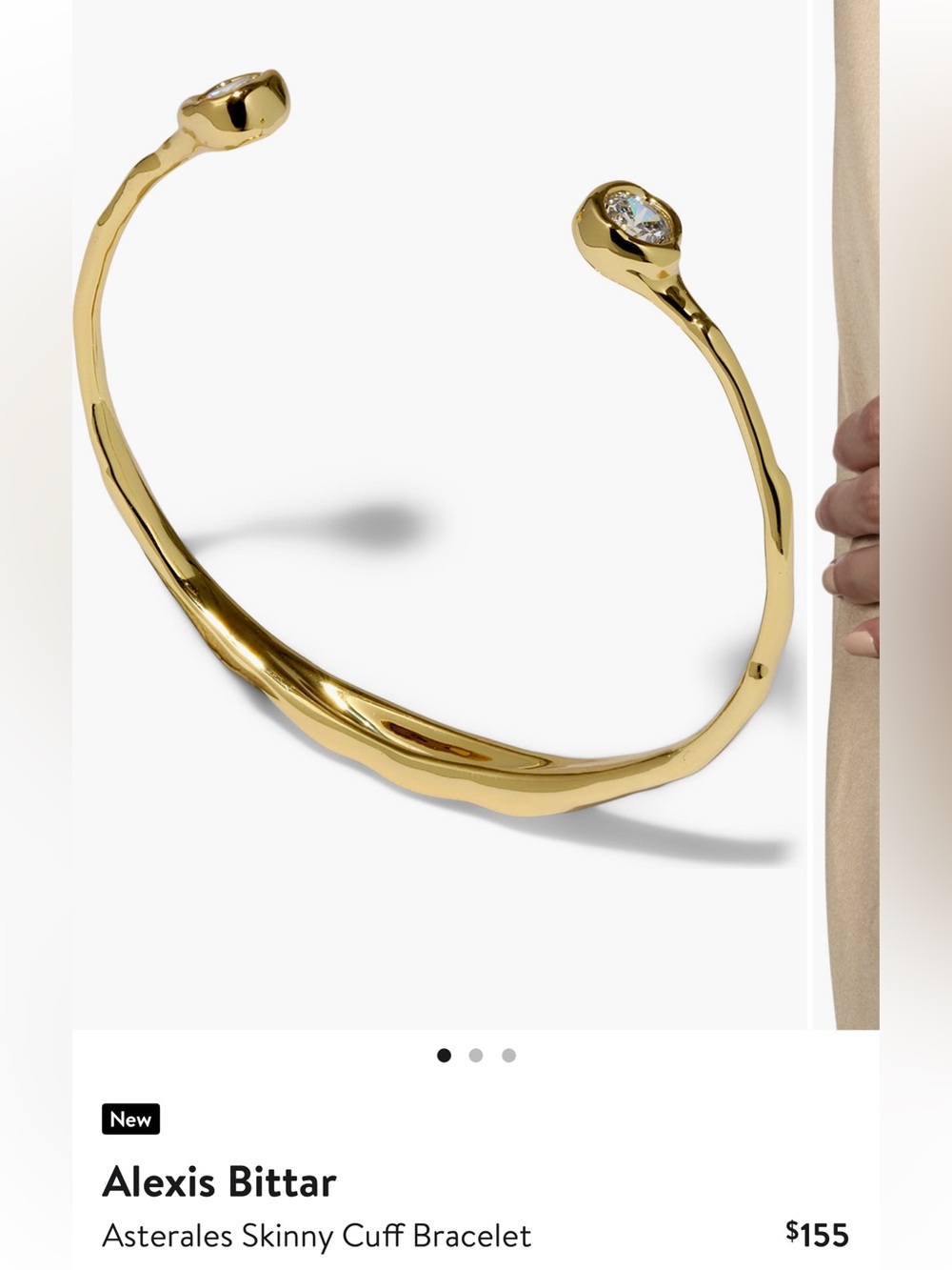 Alexis Bittar Gold Open-Ended Cuff Bracelet with Crystal Accents